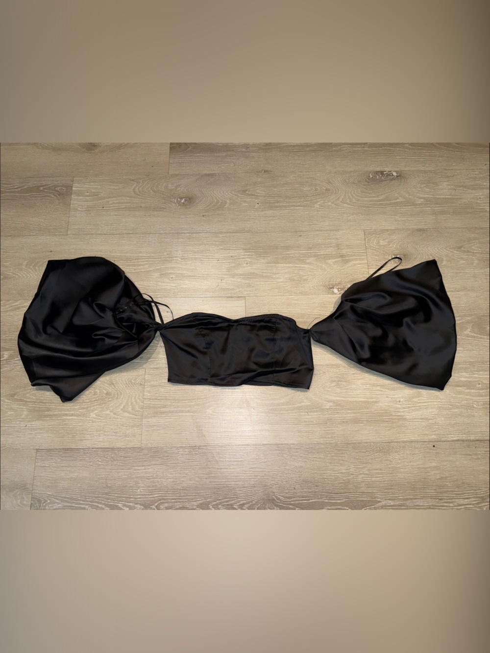 Missguided Black Satin Puff Sleeve Crop Top
